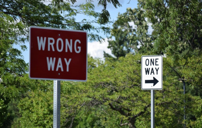 Wrong Way and One Way Signs